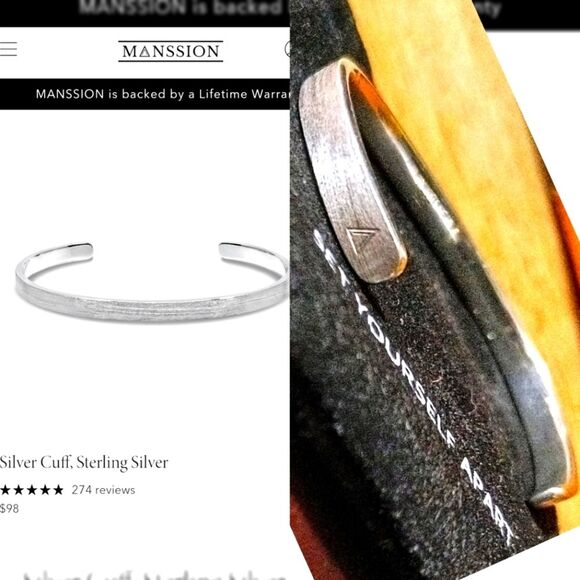 Manssion Silver Cuff, Sterling SilverUptown ll collection - Picture 1 of 6